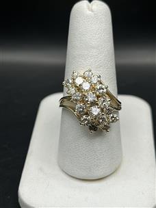 Lady s Diamond Cluster Ring 19 Diamonds 1.52 CTW 14K Yellow Gold 4.4dwt SIZE 8 Pre owned Pawn 1 Spokane WA